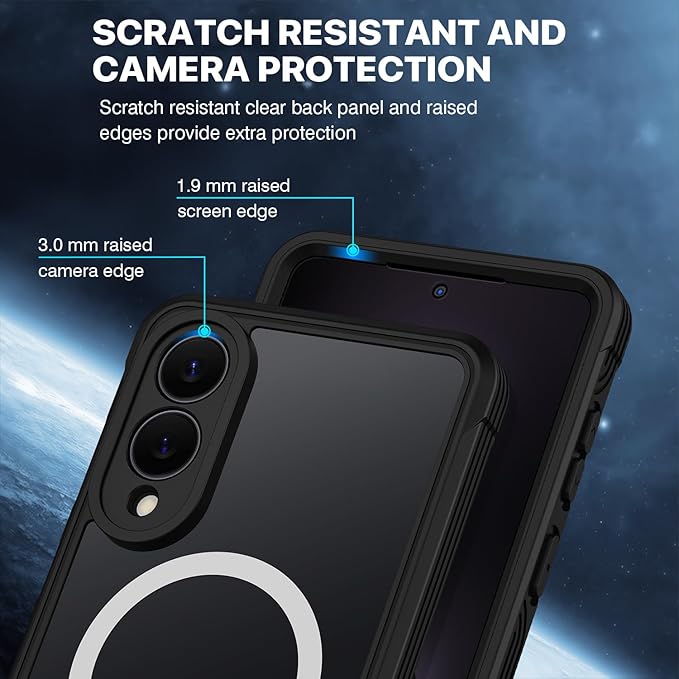 CENHUFO Magnetic Privacy for Samsung Galaxy S25 Edge Case, Full Body Phone Case with Built-in 9H Tempered Glass Privacy Screen Protector and Camera Protector, Shockproof Bumper Clear Cover - Black