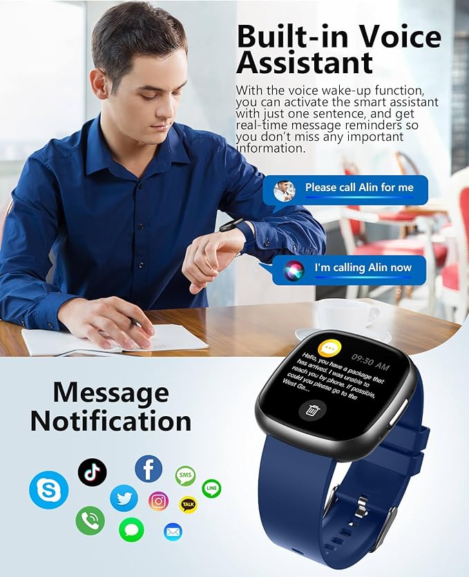 Smart Watch for Men with Bluetooth Call, 1.72" Super Retina HD Display with Sleep, 24/7 Heart Rate HRV Spo2 Monitor, Waterproof Square Fitness Tracker, 135 Sport Modes, Smartwatch for Android iPhone