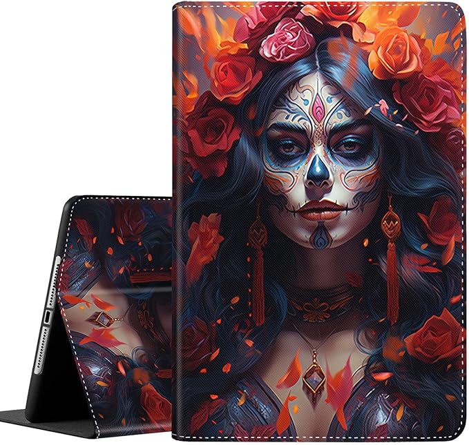 Case for Galaxy Tab A9 Plus ， Auto Sleep/Wake Multi-Angle Viewing Slim Folio Stand Cover for Samsung Galaxy Tab A9+/A9 Plus 11 Inch 2023 (SM-X210/X216/X218), Sugar Skull Girl