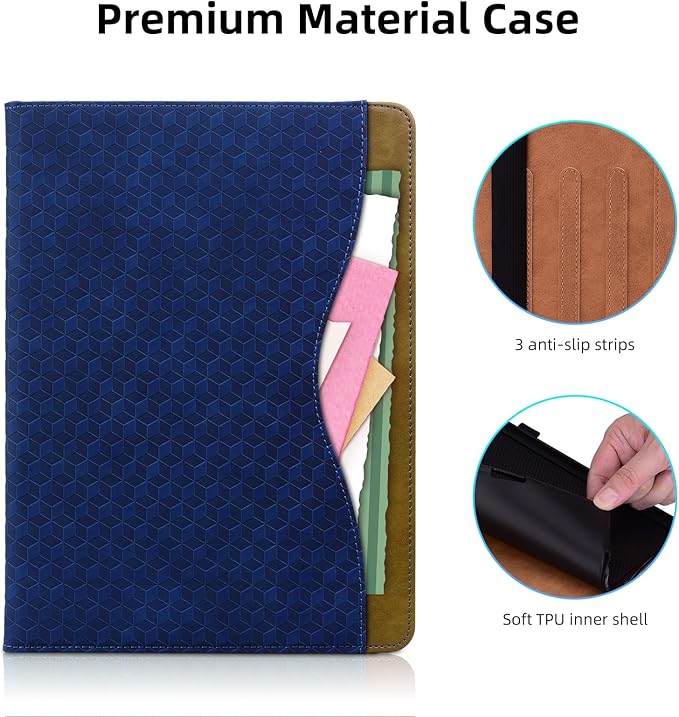 Case for Samsung Galaxy Tab S10 Fe Plus 13.1" 2025, PU Leather Folio Business Protective, Multi-Angle Viewing Stand with Front Pocket, Hand Strap for Galaxy S10 FE+ Blue