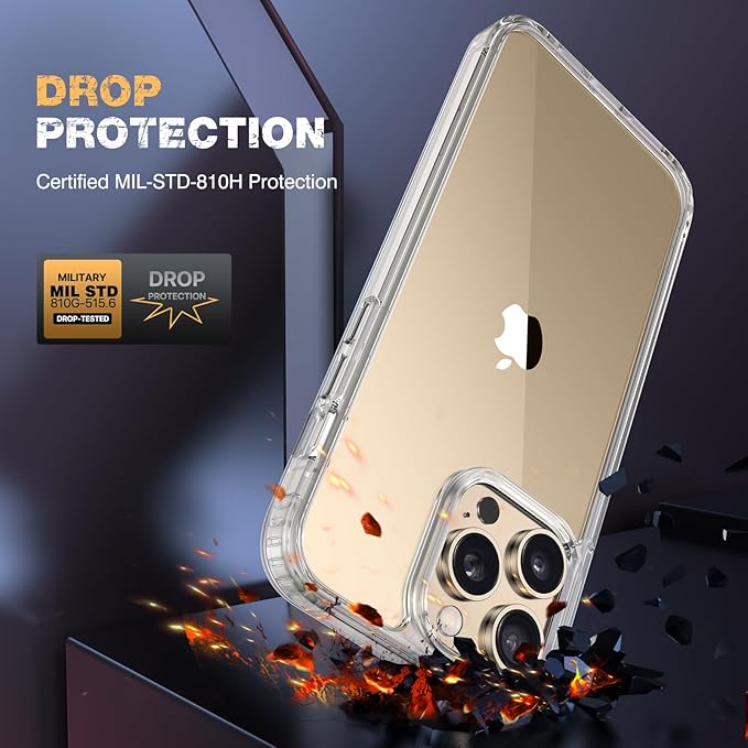 Diaclara Designed for iPhone 13 Pro Case, [with Privacy Screen Protector] [Anti Spy] [Military Grade Drop Protection] Heavy Duty Full-Body Shockproof Phone Case, Clear