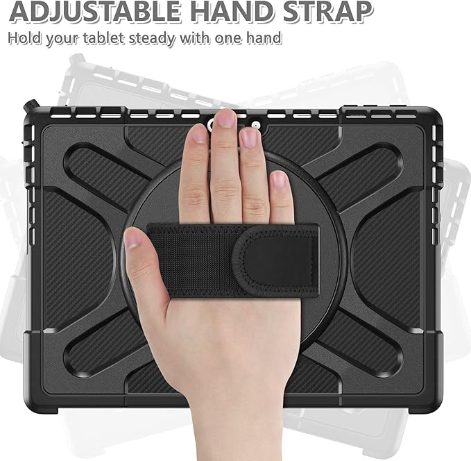 ZenRich Rugged Case with Keyboard for Surface Pro 9/10/11,Bluetooth Keyboard Case for Microsoft Surface Pro 11/10/9 with 360° Rotating Hand Strap & Stand