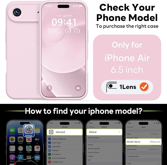 Vooii Magnetic Compatible with iPhone Air Case (Compatible with Magsafe) (Upgraded Camera Protection) Liquid Silicone Shockproof Full Body Protective Phone Cover for Women Men, Chalk Pink, 6.5"