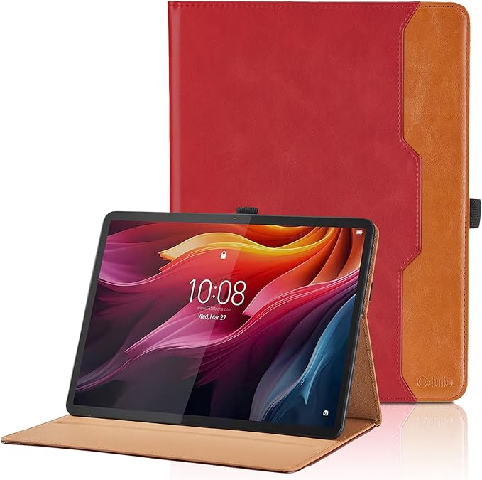 Case for Lenovo Tab K11 Plus 11.45 Inch 2024 - PU Leather Business Folio Protective Cover with Hand Strap and Pocket, Red