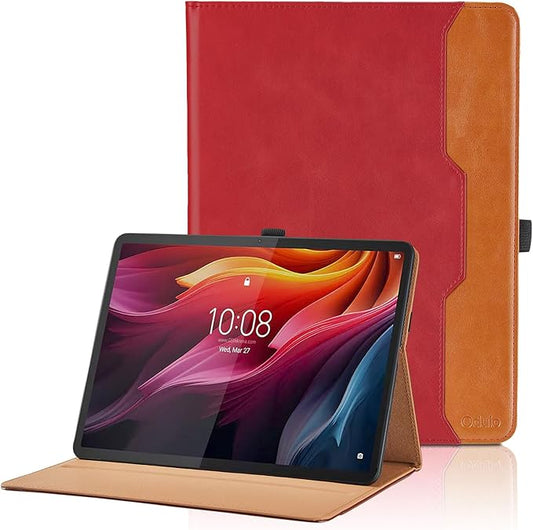 Case for Lenovo Tab K11 Plus 11.45 Inch 2024 - PU Leather Business Folio Protective Cover with Hand Strap and Pocket, Red