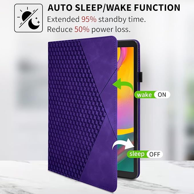 Rotating Case for Samsung Galaxy Tab A 10.1 2019 Model SM-T510/T515,360° Rotating Multi-Angle Viewing Stand Cover PU Leather Business Folio Protective Cases, Purple