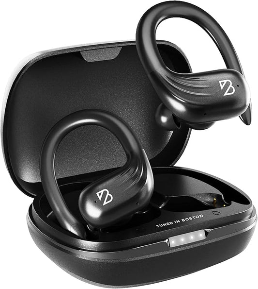 Back Bay Audio Runner 60 Wireless Running Earbuds, 80 Hour Long Battery Life Over The Ear with EarHooks, Wrap Around Earphones Wireless Bluetooth Earbuds with Microphone, Earphones in Ear Headphones