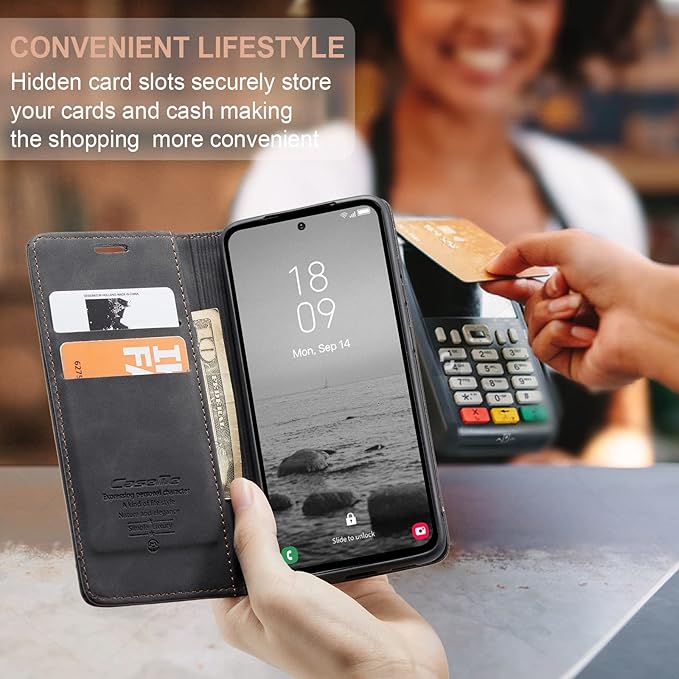 for Samsung Galaxy A54 5G Case, Flip Wallet Leather Case with Card Holder Magnetic Closure Shockproof Kickstand Protective Phone Cases Cover for Galaxy A54 6.4 Inch,Black