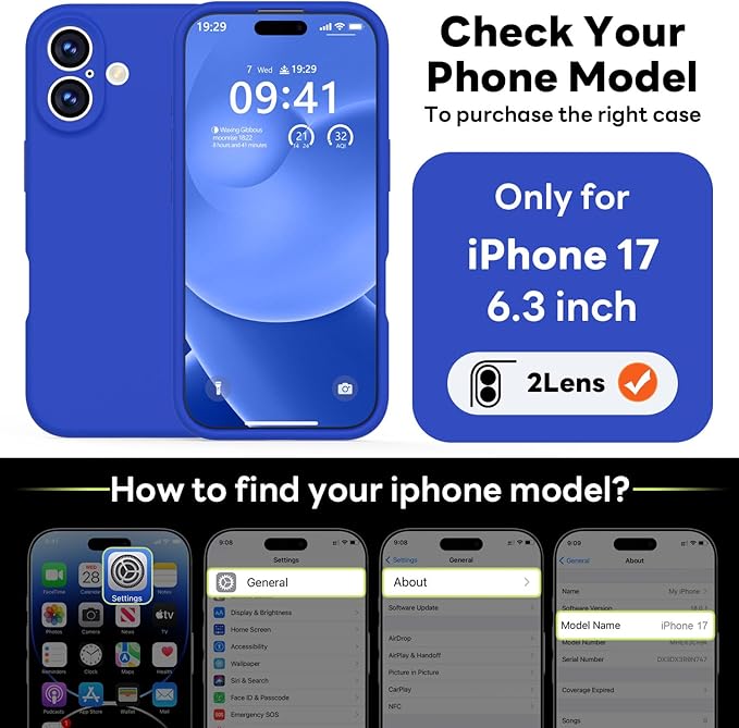 Vooii Magnetic Compatible with iPhone 17 Case (Compatible with Magsafe) (Upgraded Camera Protection) Liquid Silicone Shockproof Full Body Protective Phone Cover for Women Men, Klein Blue, 6.3"