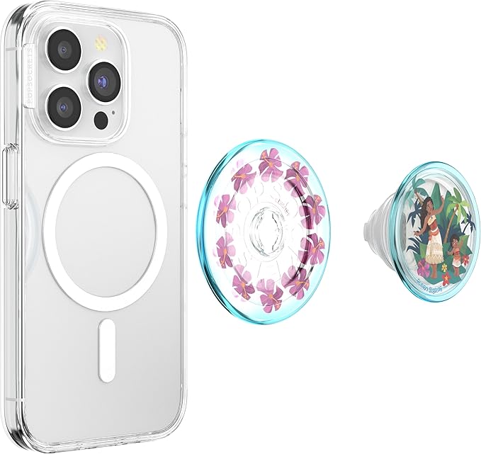 PopSockets Phone Grip for MagSafe with Kickstand, Magnetic Stand, Swappable Top, Secure Hold for iPhone MagSafe Cases, Phone & Tablet Grip, Moana - Ocean Sisters