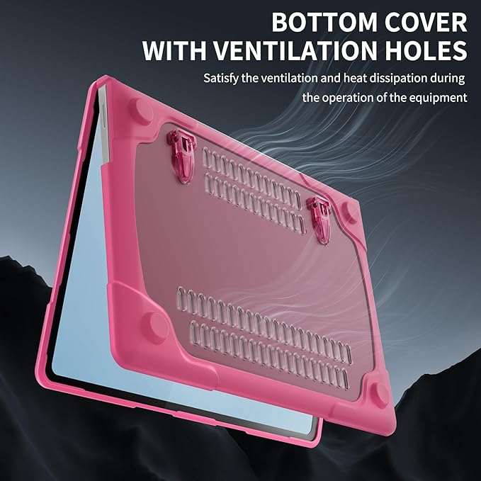 Batianda Heavy Duty Case for 13.8 inch Microsoft Surface Laptop 2024 (7th Edition) with Fold Kickstand Includes Keyboard Cover Screen Protector - Shockproof Stylish & Durable Protective Cover, Pink