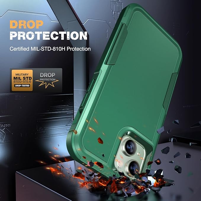 Diaclara Designed for iPhone 15Plus Case, [with Privacy Screen Protector] [Anti Spy] [Military Grade Drop Protection] Heavy Duty Full-Body Shockproof Phone Case,Green