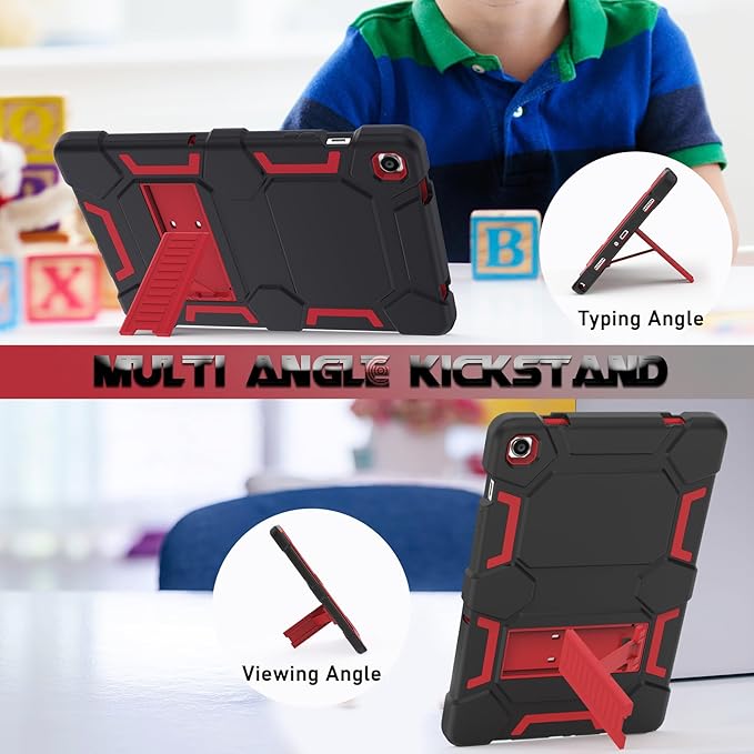 Rugged Case for Samsung Galaxy Tab A9+/ A9 Plus Case 11 inch 2023 - Heavy Duty Shockproof Protective Cover with Kickstand - Compatible with Galaxy Tab A9 Plus(SM-X210/X216/X218), Black+Red