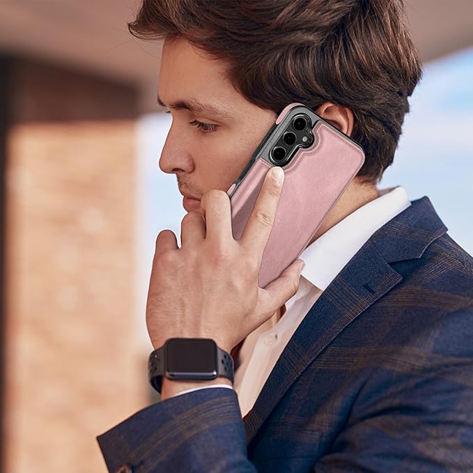 DJDUCK Designed for Samsung Galaxy S25 Plus Case Wallet with Card Holder, [Magnetic Clasp Cover] [RFID Blocking Leather Protection] Shockproof Women Men Cases for Samsung S25 Plus Pink