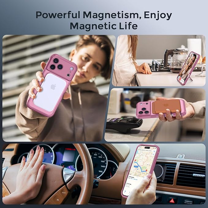 MOCCA Compatible with iPhone 17 Pro Max Case with Magnetic Invisible Stand [Full Camera Protection] [Compatible with Magsafe]Military Drop Shockproof Translucent Matte Phone Case Cover,Lavender Purple