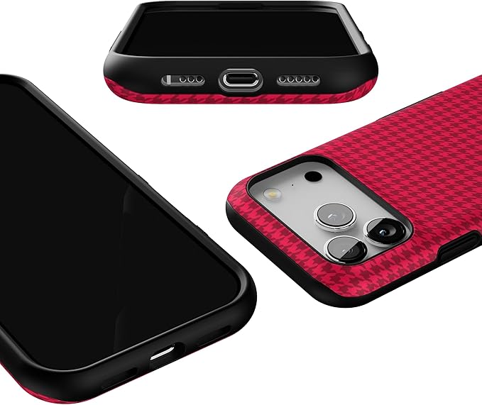 Casely iPhone 17 Pro Case | Best Dressed | Red Houndstooth | Bold Protective Design | Compatible with MagSafe