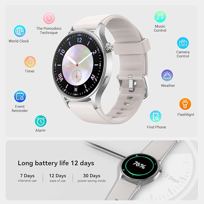 Fitpolo Smart Watch for Men Women,1.3" AMOLED Touchscreen Fitness Tracker, Make/Answer Calls, Heart Rate SpO2 Monitor, IP68 Waterproof, Sleep & Activity Tracking Smartwatch for Android Phones iPhone