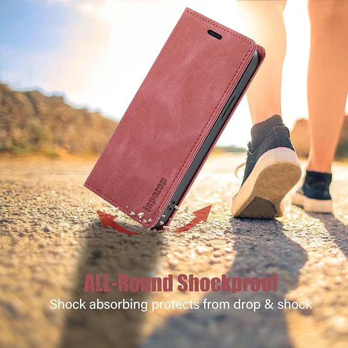 japezop iPhone 15 Pro 5G Wallet Case with [RFID Blocking],Card Holder Kickstand Magnetic,Leather Flip Case Wallet for iPhone 15 Pro 5G 6.1 Inch(Red)