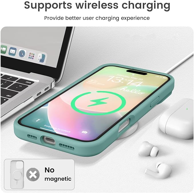 Vooii Compatible with iPhone 16 Pro Case, Liquid Silicone Upgrade [Camera Protection] [Soft Anti-Scratch Microfiber Lining] Shockproof Phone Case for iPhone 16 Pro 6.3 inch - Pine Green