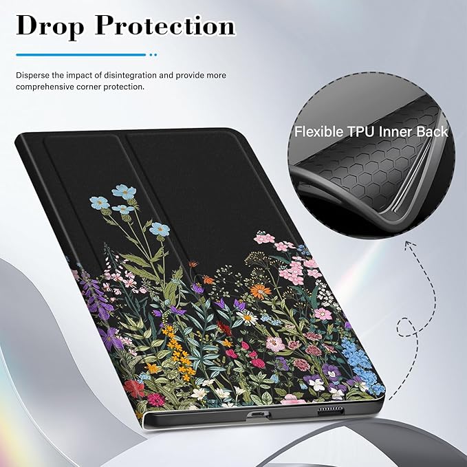 Case for Samsung Galaxy Tab S6 Lite 10.4 Inch 2024/2022/2020 with S Pen Holder, Multi-Angle Viewing Soft TPU Back Cover with Pocket Auto Wake/Sleep.