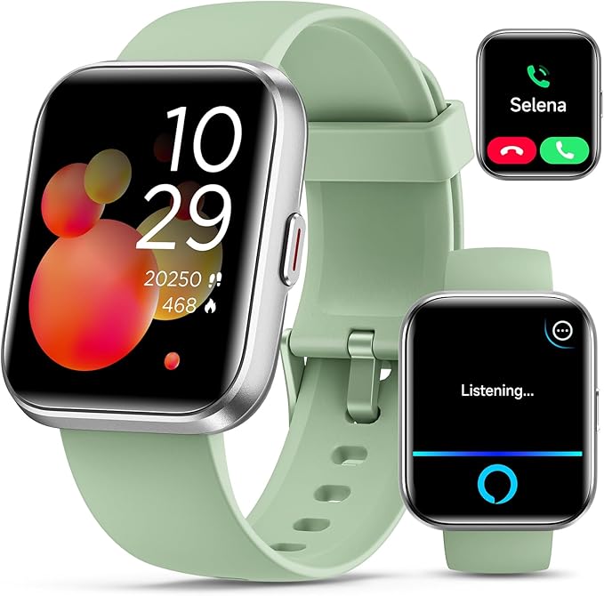 Smart Watches for Women/Men, Smart Watch for Android Phones & iPhone, Fitness Watches for Women with Alexa, Call & Notification Alerts, Tracks Heart Rate/Sleep Smartwatches (Green, 1.8 inches)