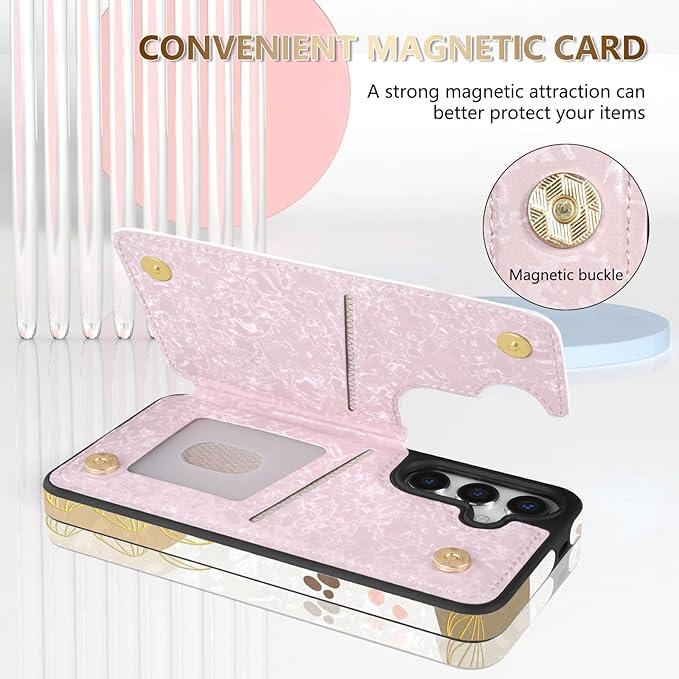 NNH Compatible with Samsung Galaxy S25 Wallet Case with RFID Blocking Card Slots Folio Flip PU Leather Kickstand Double Magnetic Clasp Design Cover for Galaxy S25(6.2 inch-Morandi Line Flower)