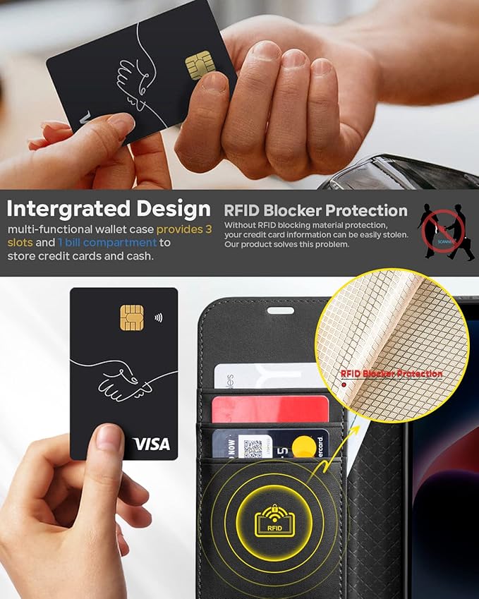 OCASE Compatible with iPhone 14 Wallet Case, PU Leather Flip Folio Case with Card Holders RFID Blocking Kickstand [Shockproof TPU Inner Shell] Phone Cover 6.1 Inch 2022 (Spliced Gray)