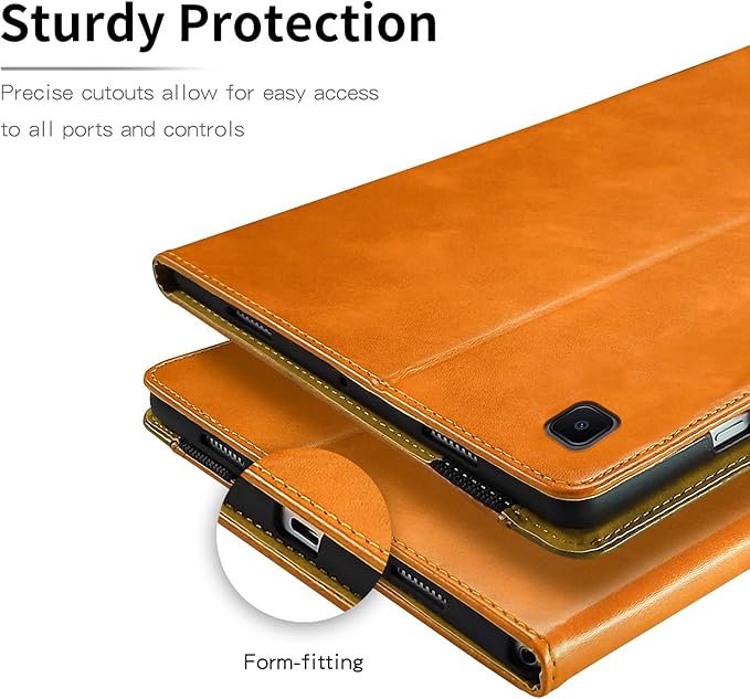 Case for Samsung Galaxy Tab A7 10.4'' 2022/2020 (Model SM-T500/503/505/507 Bussiness Premium Slim PU Leather Stand Folding Folio Cover with Card Slot Pen Holder-Orange