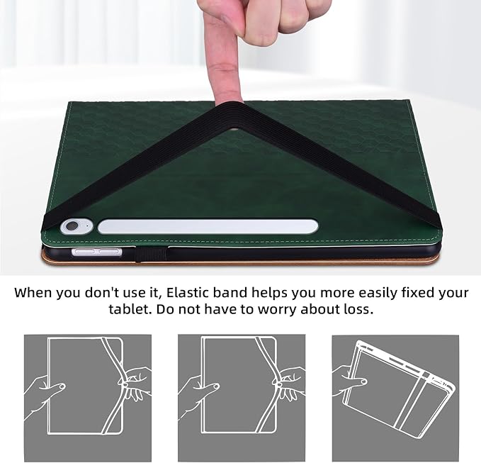 Case for Samsung Galaxy Tab S10 Fe Plus 13.1" 2025, PU Leather Folio Business Protective, Multi-Angle Viewing Stand with Front Pocket, Hand Strap for Galaxy S10 FE+ Retro Green