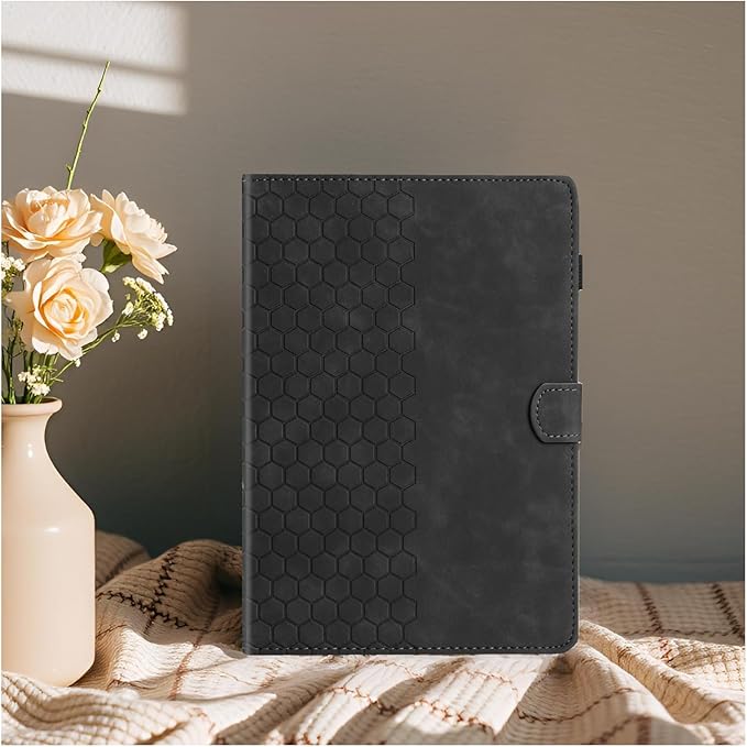 DTangLsm Case for Samsung Galaxy Tab A9 Plus/A9+ 5G 11 Inch 2023 (SM-X210/ X216/ X218) Multi-Angle Viewing PU Leather Smart Folio Stand Cover for Galaxy Tab A 9+ Case with Pen Holder, Honeycomb Black