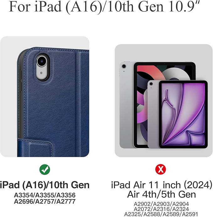 auaua Case for iPad (A16) 11th Generation 11 Inch 2025, iPad 10th Generation 10.9 Inch 2022, with Pencil Holder and Pocket, Typing Angle Muti-Stand Magnetic Closure Auto Sleep/Wake (Blue)