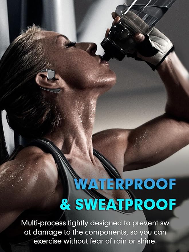 One Ear Headset Open Ear Air-Bone Conduction Headphones Wireless Bluetooth Headset Earpiece with Microphone for Cell Phones 30H Playtime Air-Bone Conducting Ear Piece Earphones for Sports Work