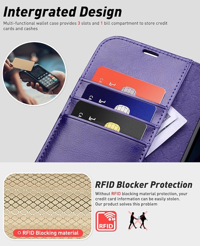 OCASE for Samsung Galaxy S24 Detachable Wallet Case with Card Holder, [2 in 1] PU Leather Flip Folio Case with RFID Blocking Magnetic Stand Removable Shockproof Phone Cover, Purple