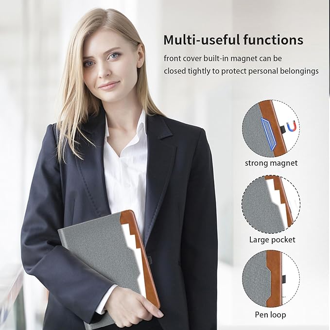 Case for Samsung Galaxy Tab A 8.4 2020 - SM-T307/SM-T307U Protective Case with Pocket, PU Leather Business Folio Tablet Cover with Hand Strap, Gray