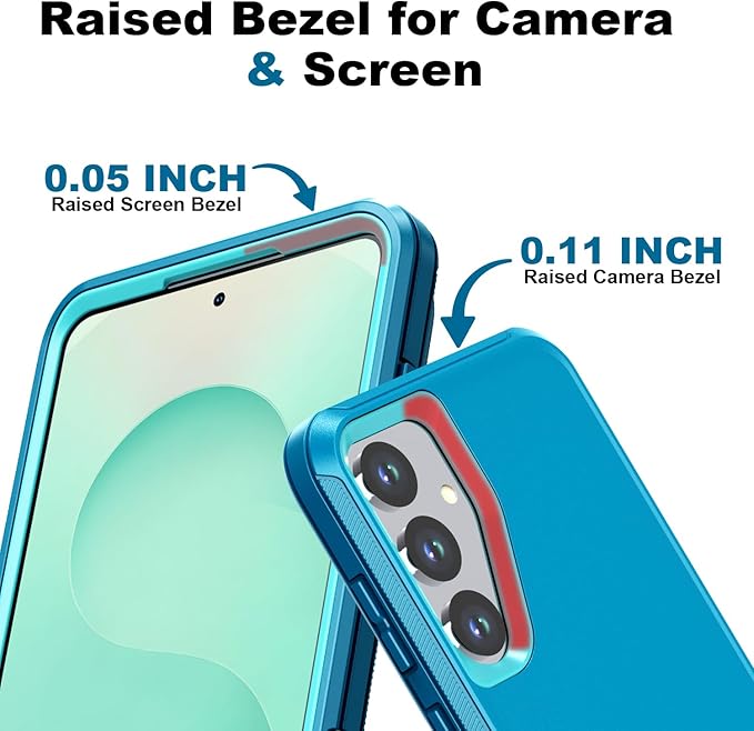 Designed for Samsung Galaxy S24/S25 Case [with Privacy Screen Protector] 3-Layer Full Body Protection Rugged Shockproof Heavy Duty Phone Case Cover, Turquoise