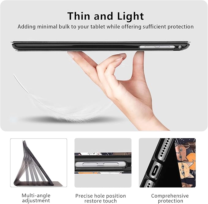 Slim Case for Samsung Galaxy Tab S10 FE / S9 FE 5G 10.9" & Tab S9 11", PU Leather Protective Cover, Multi-Angle Stand, Auto Sleep/Wake, Cat