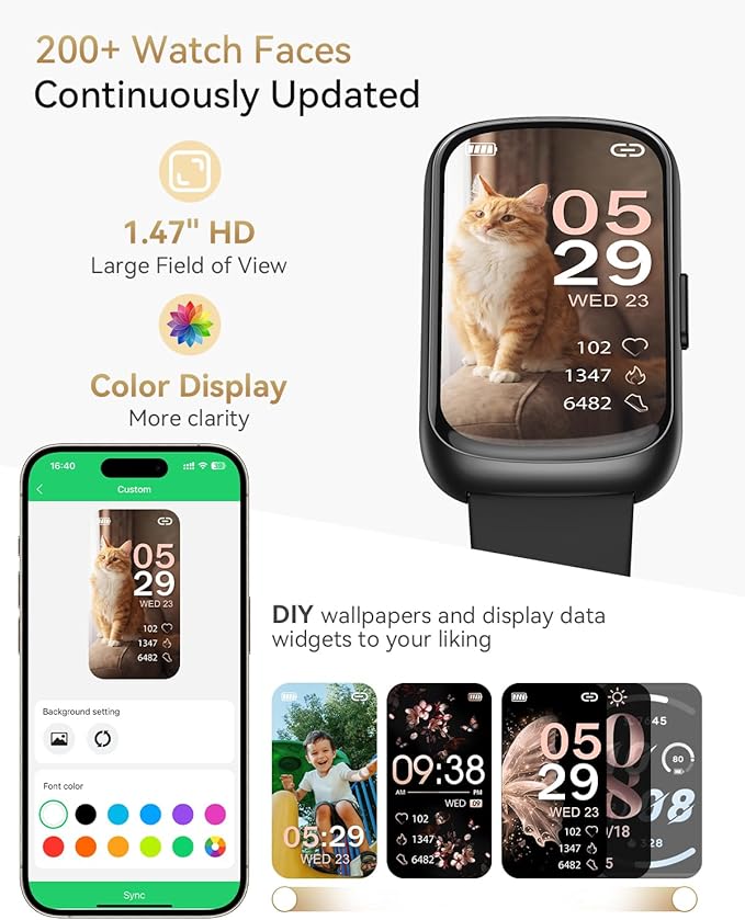 Activity & Fitness Tracker, 24/7 Heart Rate Monitor Smart Watches for Women/Men, Fitness Watches for Women/Men with Step Tracker and Sleep Tracker, IP68 Waterproof Watch for Android Phones/iPhones