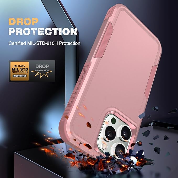 Diaclara Designed for iPhone 13 Pro Max Case, [with Privacy Screen Protector] [Anti Spy] [Military Grade Drop Protection] Heavy Duty Full-Body Shockproof Phone Case, Pink