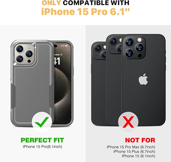 Diaclara Designed for iPhone 15 Pro Case, [with Privacy Screen Protector] [Anti Spy] [Military Grade Drop Protection] Heavy Duty Full-Body Shockproof Phone Case, Natural Titanium