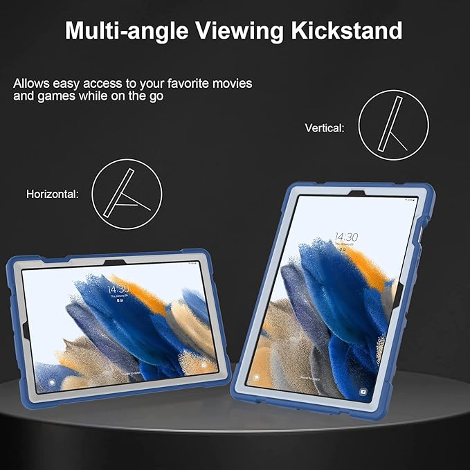 Rantice Galaxy Tab A8 10.5 Case with Kickstand, Hybrid Shockproof Rugged Cover for Samsung A8 Tablet Case 10.5 Inch (SM-X200/X205/X207), Navy+Grey