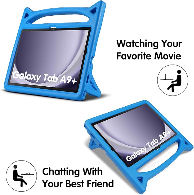 Kids Case for Samsung Galaxy Tab A9 Plus 11inch 2023, Lightweight Durable Shockproof Samsung Galaxy Tab A9+ Cover with Handle,Build-in Kickstand for Kids (Blue)