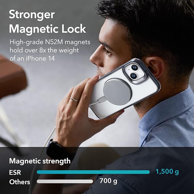 ESR for iPhone 13 Case/iPhone 14 Case, Compatible with MagSafe, Built-in Camera Ring Stand, Military-Grade Protection, Magnetic Phone Case for iPhone 13/14, Classic Series, Clear Black