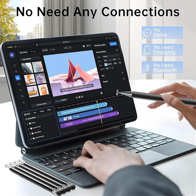 Bopomofo Stylus (5 Pcs),2-in-1 Stylus Pen for Touchscreen, High Precision and Sensitivity, Suitable for iPhone/ipad/Android Tablets, Compatible with All Touch Screens,Black