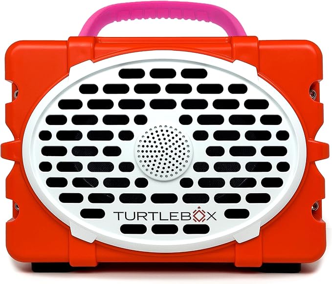 Turtlebox Original Gen 3: Portable Outdoor Bluetooth Speaker – Ultra-Loud (120dB), Waterproof (IP67), Rugged, Impact-Resistant, 3-Day Battery | Party Mode: Unlimited Pairing Stereo, Orange/Hot Pink