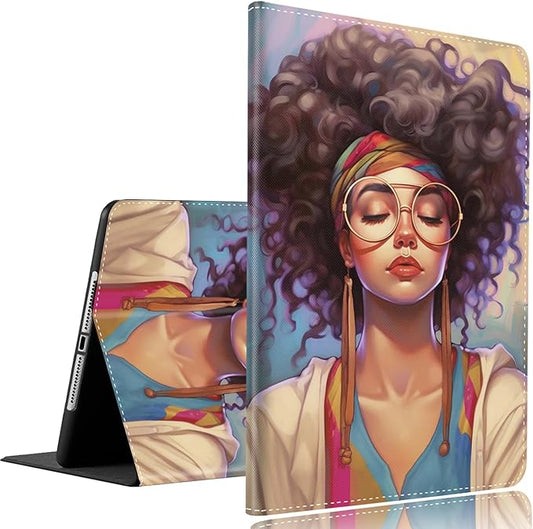 Case for Samsung Galaxy Tab A9 Plus 11 inch 2023，Slim Fit Foldable Standing Cover Case with Auto Sleep/Wake for Galaxy Tab A9+ 11’2023 (SM-X210/X216/X218)，African American Girls
