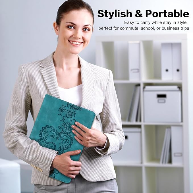 Case for Lenovo Yoga Tab Plus 12.7" 2025 PU Leather Flip Folio Tablet Case with Elastic Band & Card Slots/Holder, Multi-Angle Viewing Stand Cover, Green