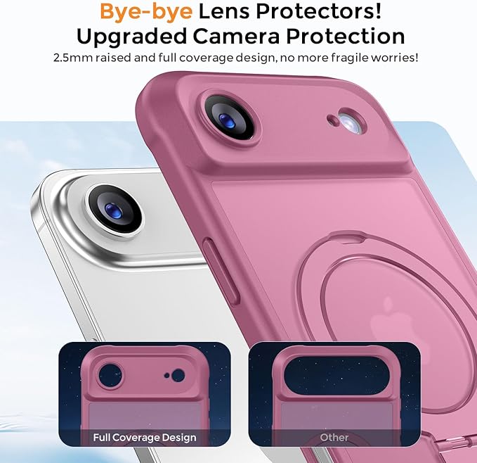 MOCCA Compatible with iPhone Air Case with Magnetic Invisible Stand [Full Camera Protection] [Compatible with Magsafe] Military Drop Shockproof Translucent Matte Phone Case Cover 6.5",Lavender Purple