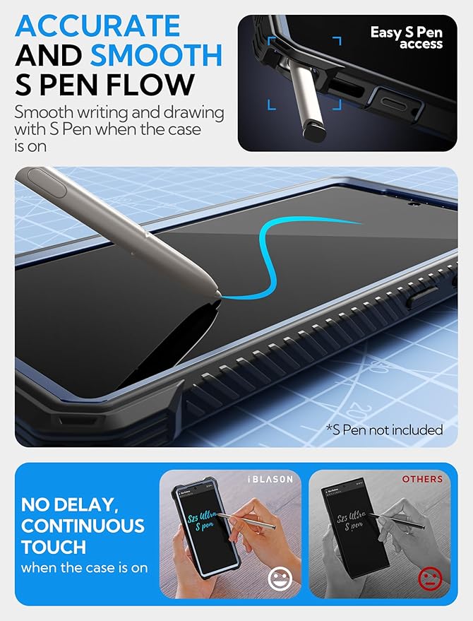 i-Blason Armorbox for Samsung Galaxy S25 Ultra Case MagSafe with Camera Cover Stand [Military Protection] Full-Body Heavy Duty Magnetic Phone Case with Screen Protector for S25 Ultra 6.9 inch, Blue