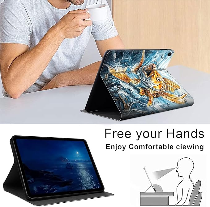 Case for Samsung Galaxy Tab A9+/A9 Plus 11” 2023 Model (SM-X210/X216/X218), Slim PU Leather Stand Cover with Auto Wake/Sleep, Multi-Angle Viewing & Shockproof, Angry Carp