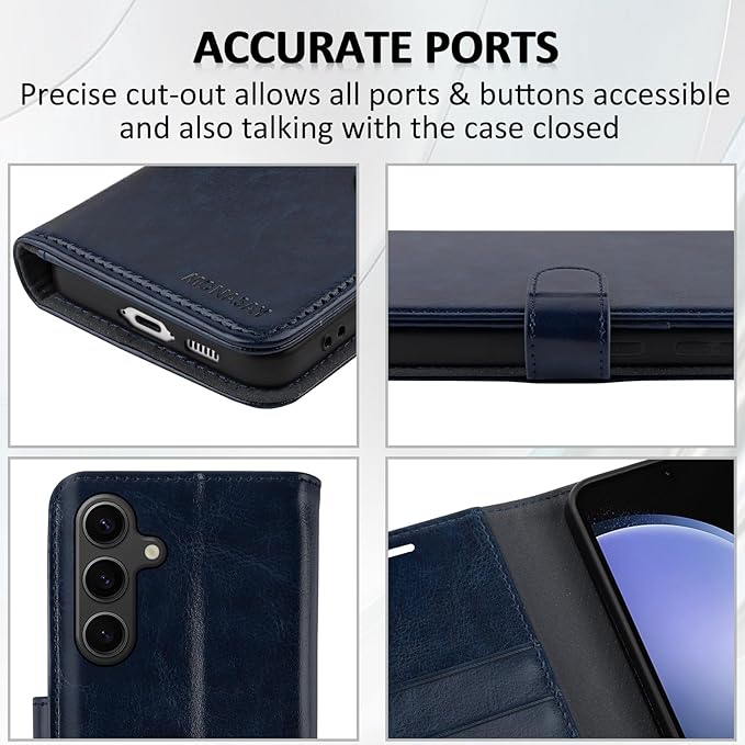 MONASAY Wallet Case Fit for Samsung Galaxy S23 FE 6.4 inch 5G,[RFID Blocking] Flip Folio Leather Cell Phone Cover with Credit Card Holder, Blue